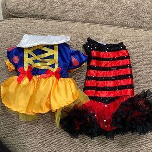 Set of 2 Dog or Cat Costumes. Snow White and red/black dress.